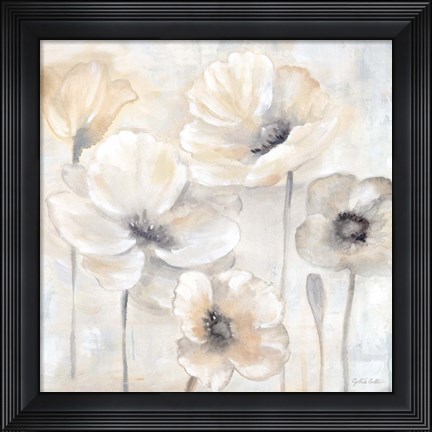 Framed Gray Poppy Garden II Print