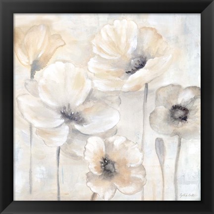 Framed Gray Poppy Garden II Print