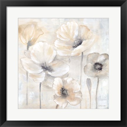 Framed Gray Poppy Garden II Print