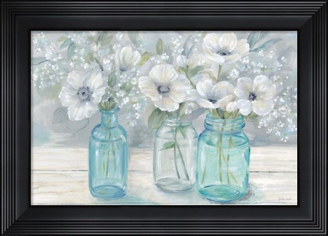Framed Vintage Jar Bouquet Landscape Print