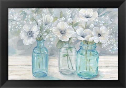 Framed Vintage Jar Bouquet Landscape Print