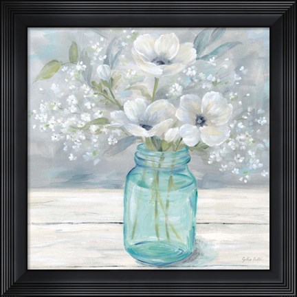 Framed Vintage Jar Bouquet I Print