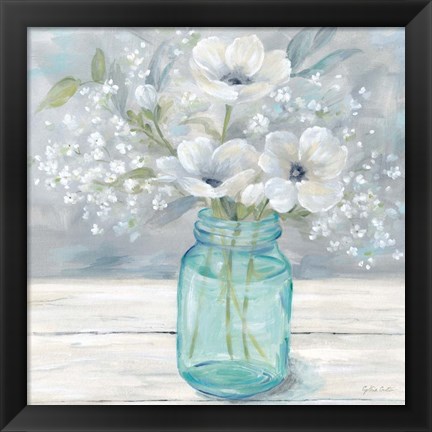 Framed Vintage Jar Bouquet I Print