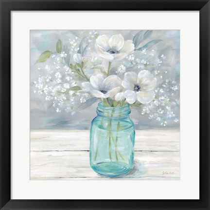 Framed Vintage Jar Bouquet I Print