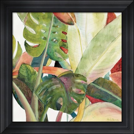 Framed Tropical Lush Garden square I Print