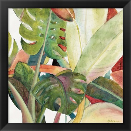 Framed Tropical Lush Garden square I Print