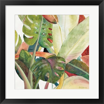 Framed Tropical Lush Garden square I Print