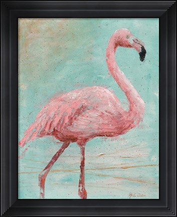 Framed Pink Flamingo I Print