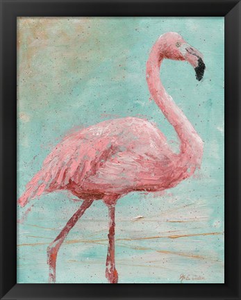 Framed Pink Flamingo I Print