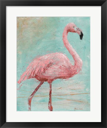 Framed Pink Flamingo I Print