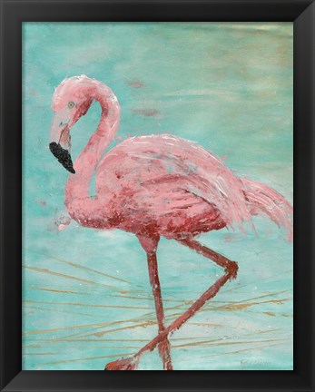 Framed Pink Flamingo II Print