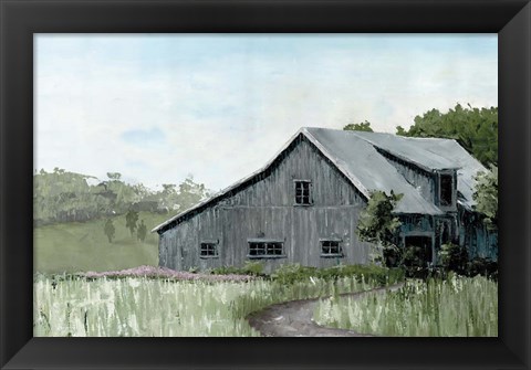 Framed Flower Field Barn Print