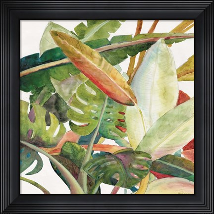 Framed Tropical Lush Garden Square II Print
