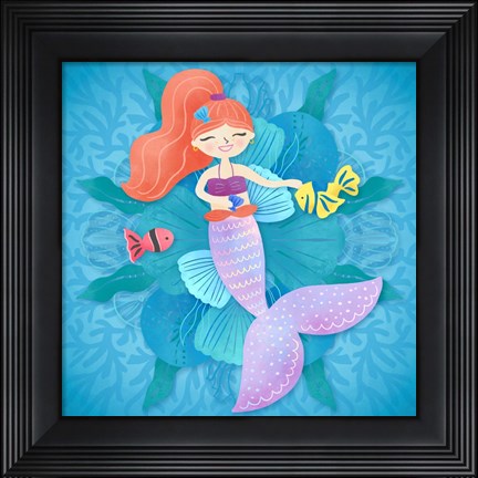 Framed Mermaid Red Hair Print