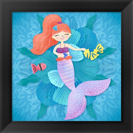 Framed Mermaid Red Hair Print