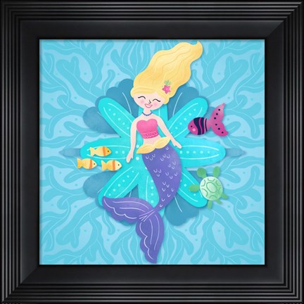 Framed Mermaid Blonde Hair Print