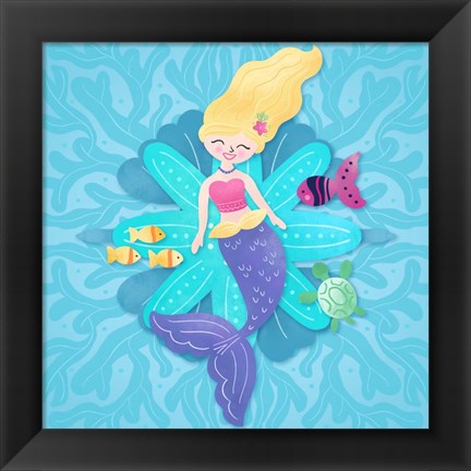 Framed Mermaid Blonde Hair Print