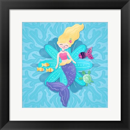 Framed Mermaid Blonde Hair Print