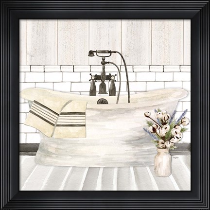 Framed Farmhouse Bath I Tub Print