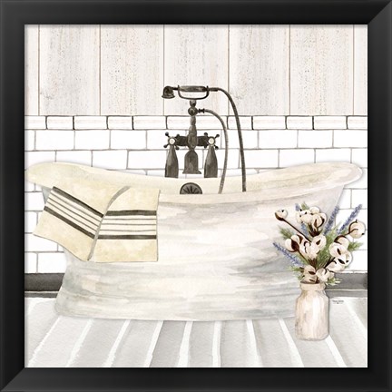 Framed Farmhouse Bath I Tub Print