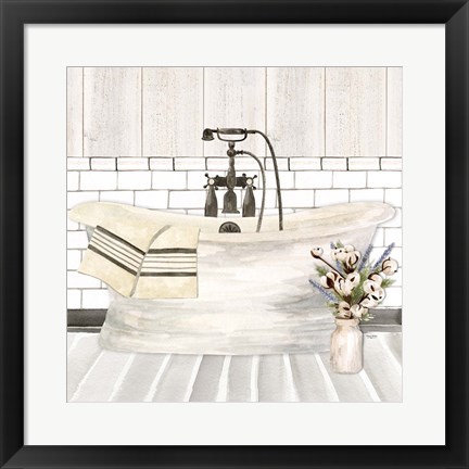 Framed Farmhouse Bath I Tub Print