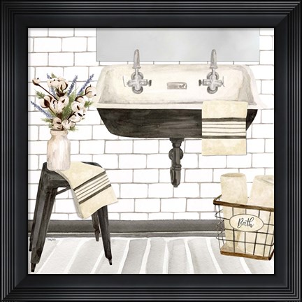 Framed Farmhouse Bath II Sink Print