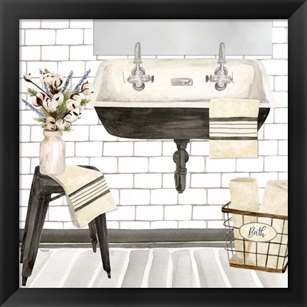 Framed Farmhouse Bath II Sink Print