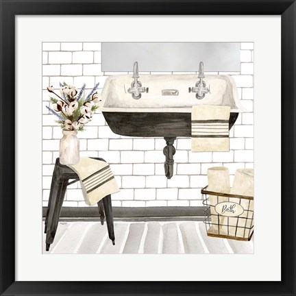 Framed Farmhouse Bath II Sink Print