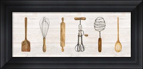 Framed Vintage Kitchen Utensils Panel Print