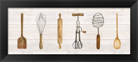 Framed Vintage Kitchen Utensils Panel Print