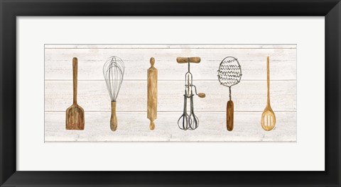 Framed Vintage Kitchen Utensils Panel Print