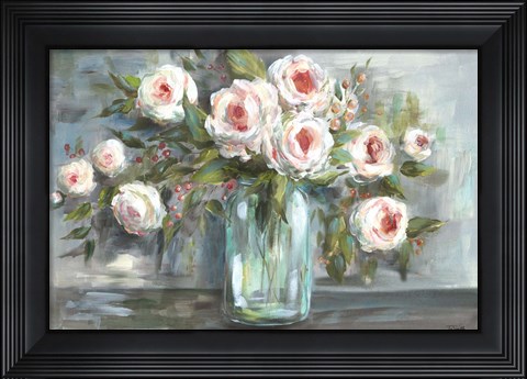 Framed Pink Blooms Still Life Landscape Print