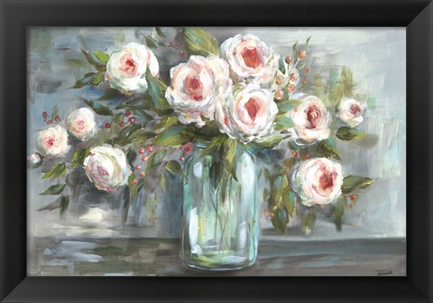 Framed Pink Blooms Still Life Landscape Print