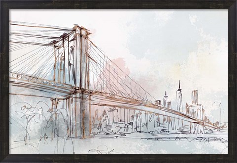 Framed Blushing Brooklyn Bridge Print