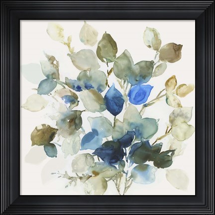 Framed Blue Leaves II Print