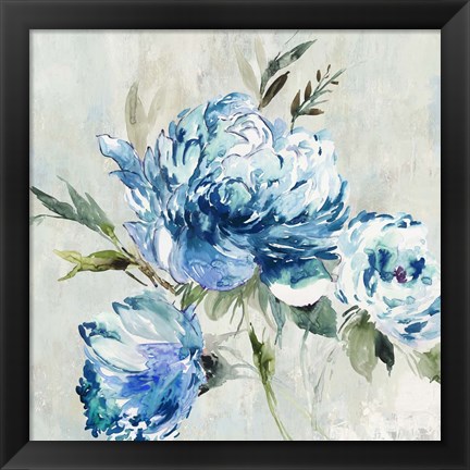 Framed Blue Peony I Print