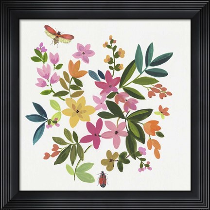 Framed Folky Flowers I Print