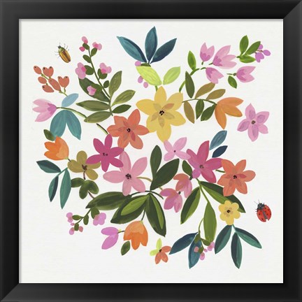 Framed Folky Flowers II Print