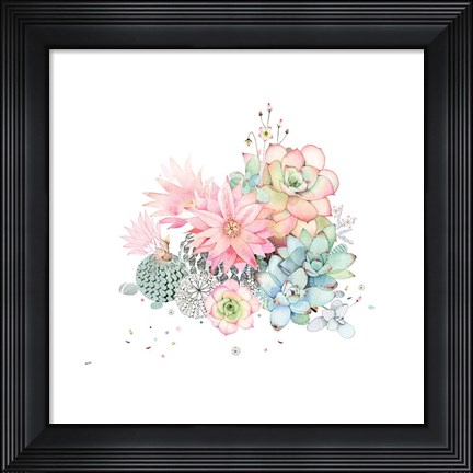 Framed Cacti Flower and Succulents Print