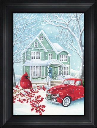 Framed Christmas Green House Print