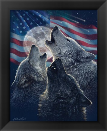 Framed Wolf Trinity Patriotic Print