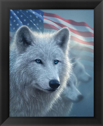 Framed Arctic Wolves America Print