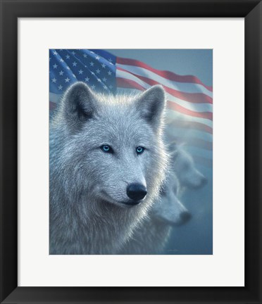 Framed Arctic Wolves America Print