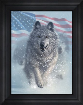 Framed Running Wolves America Print