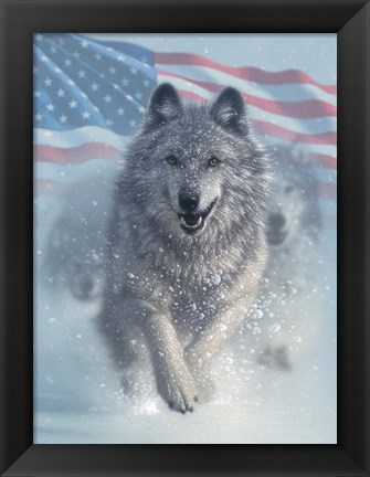 Framed Running Wolves America Print