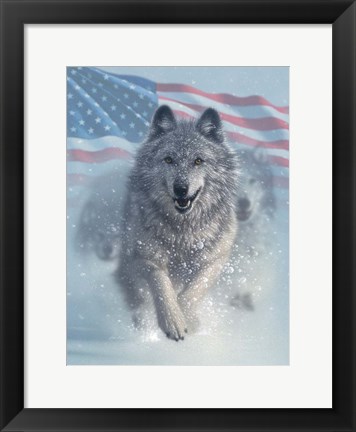 Framed Running Wolves America Print