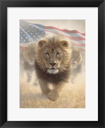 Framed Running Lions America Print