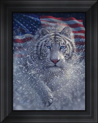 Framed White Tiger America Print