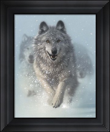 Framed Running Wolves - Snow Plow Print