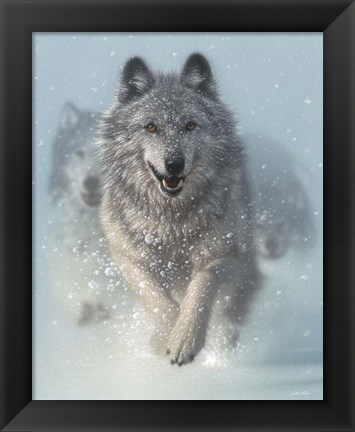 Framed Running Wolves - Snow Plow Print